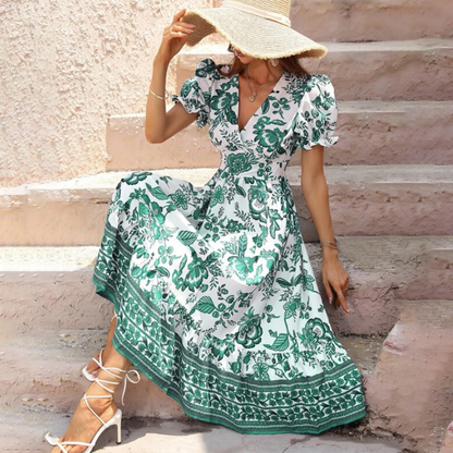 ALIANA - Elegant blomstret sommerkjole