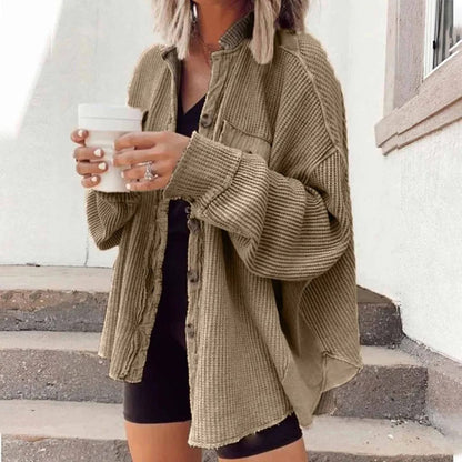 HADLY - Løs ribbestrikket cardigan