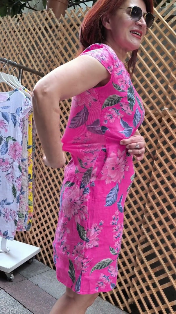 Saira | Trykt kjole med rund hals