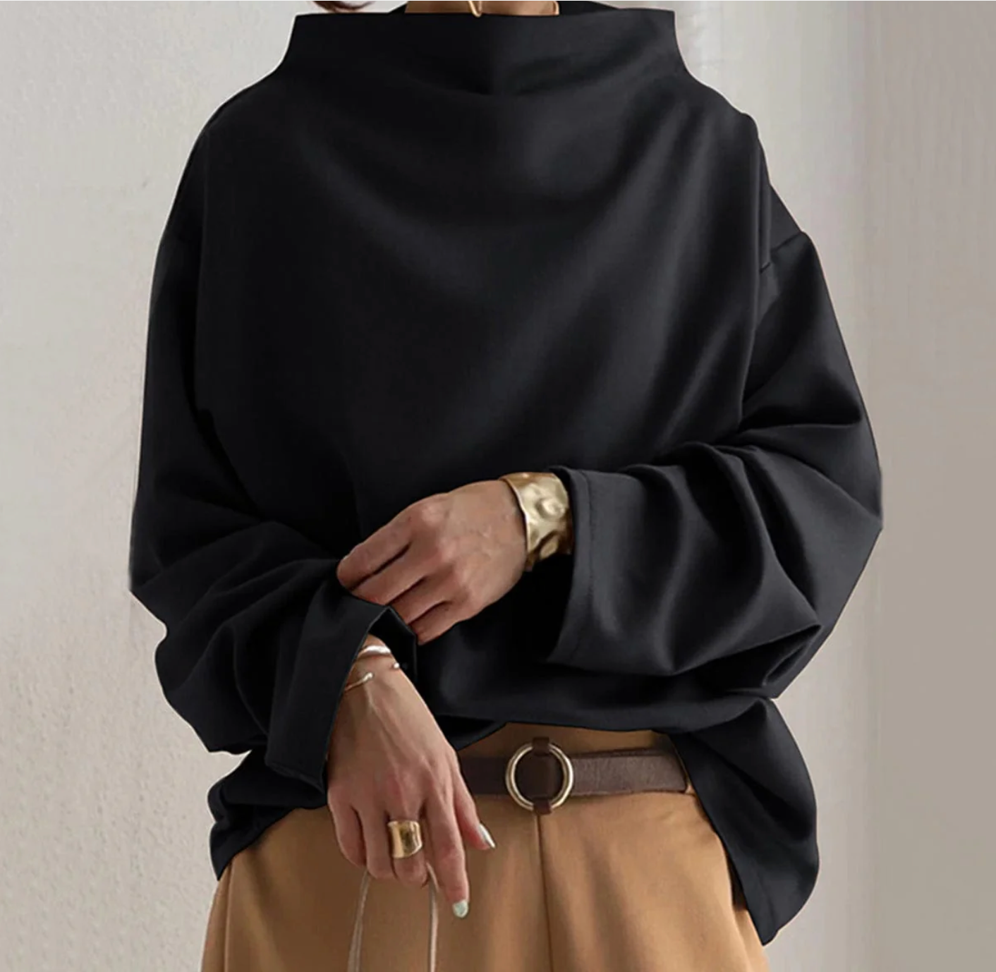 Aurée | Myk Topp med Høy Krage og Komfort