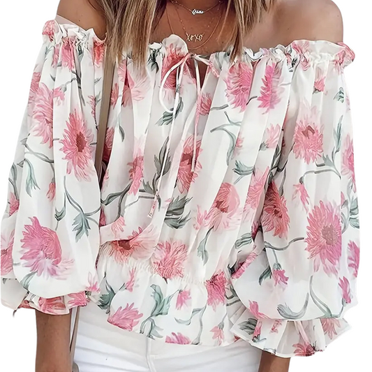 Stilig sommerblomstret bluse for kvinner