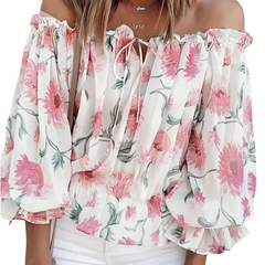 Stilig sommerblomstret bluse for kvinner