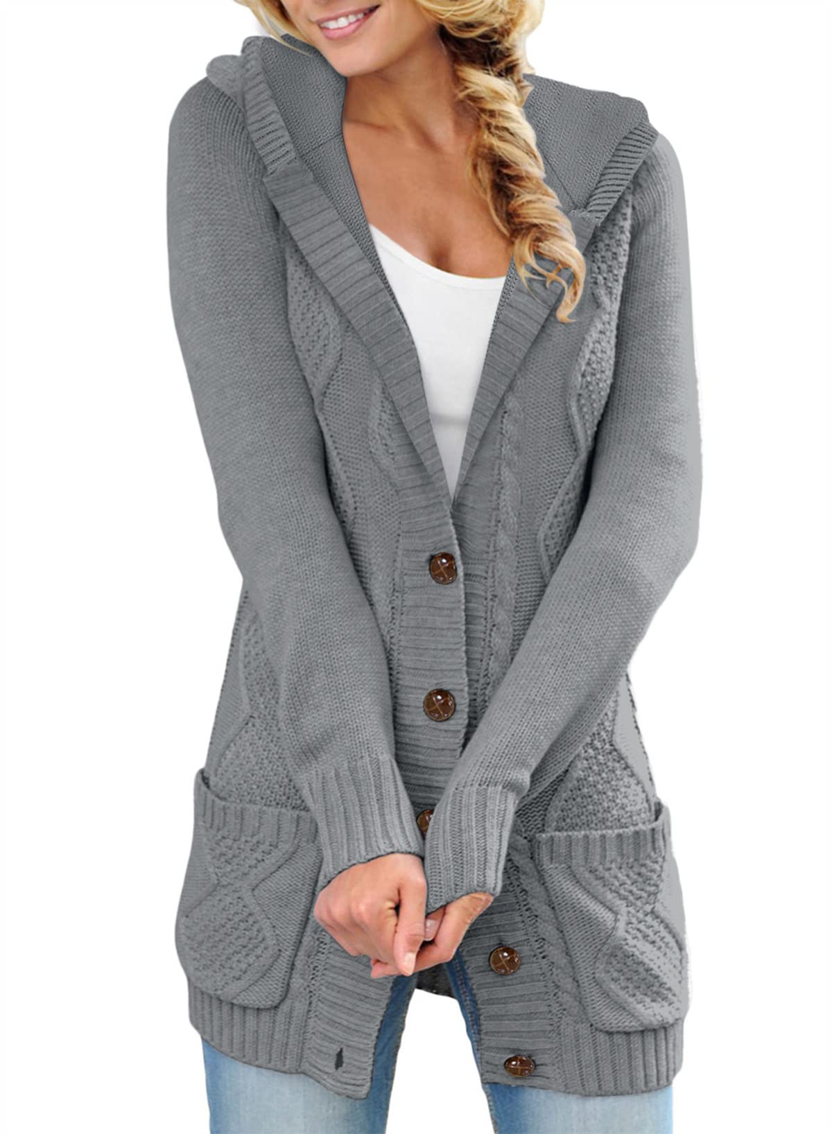 Florentina | Elegant cardigan med hette og knapper foran