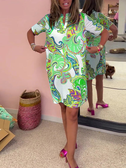 Virginie | Elegant midikjole med dristig trykk