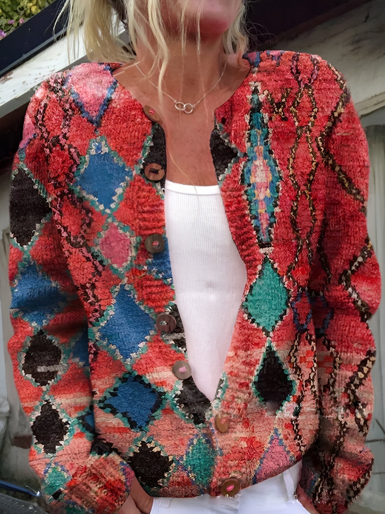 Alvimia - Elegant blomstrete strikket cardigan