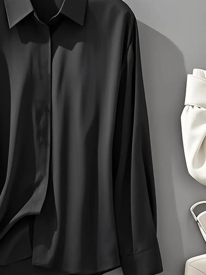 Amiliana - Elegant skjorte med lange ermer og knapper