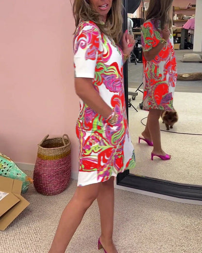 Virginie | Elegant midikjole med dristig trykk