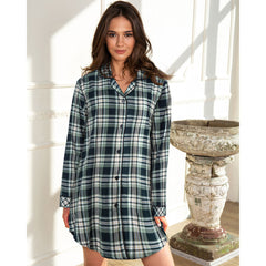 Lady Avenue Cotton Flannel nattskjorte, multi
