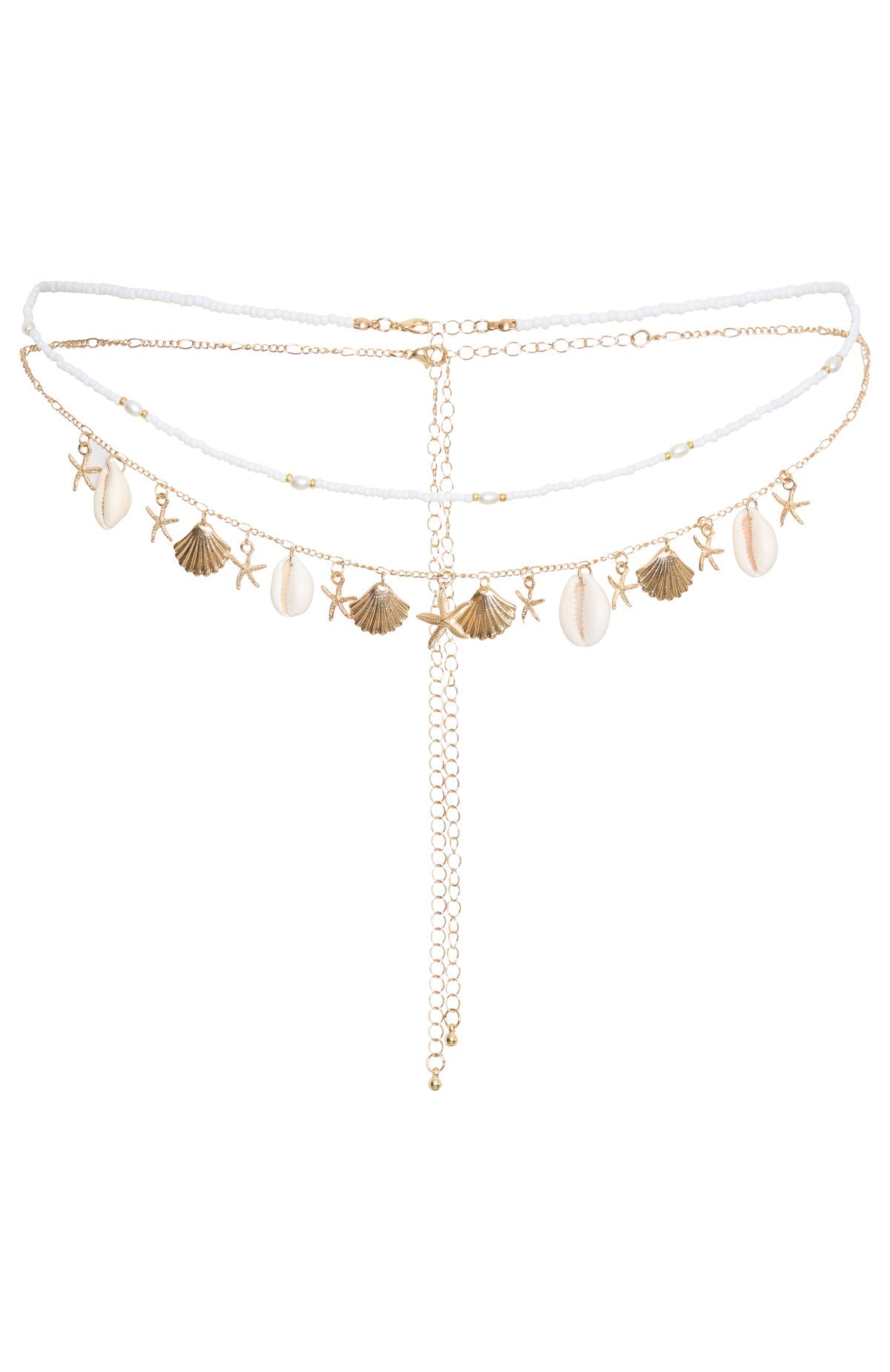 AYLA – Dobbelt body chain i hvit og gull